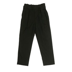 H&M Black Belted High Rise Career Office Tapered Ankle Pants‎ Women Size 8 Work